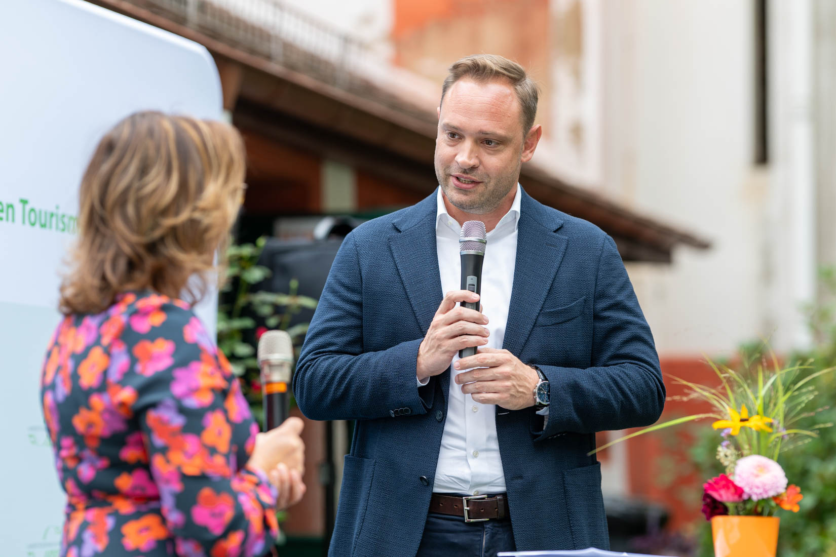 Landtagspräsident Alexander Dierks im Interview mit LTV-Direktorin Andrea Kis